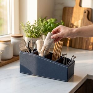 Blue cutlery stand