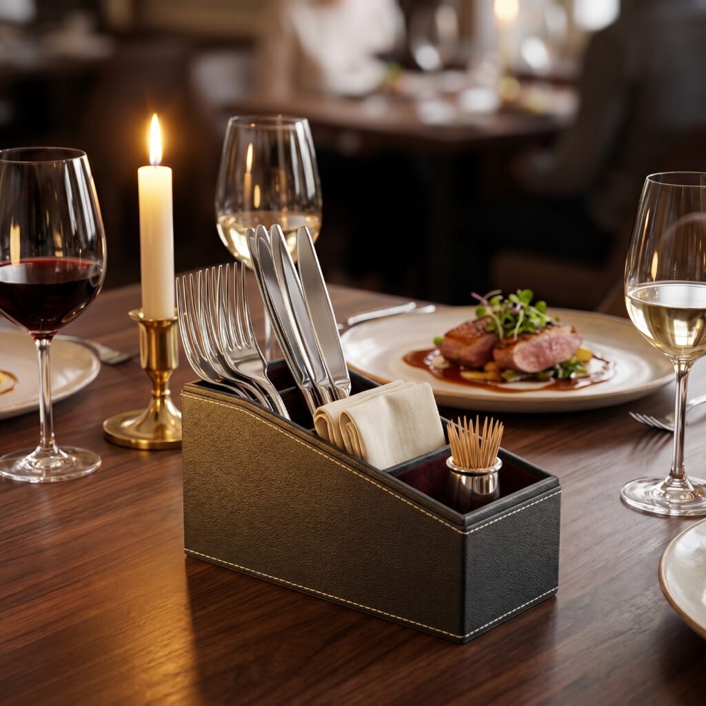 Black cutlery stand