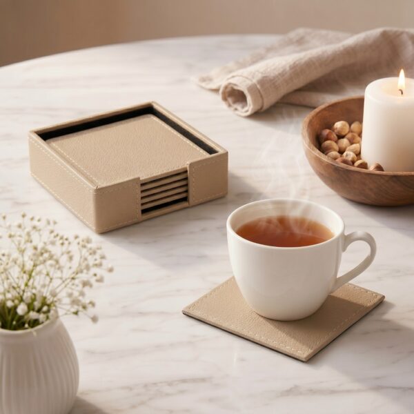 Coaster Set of 6 - Beige