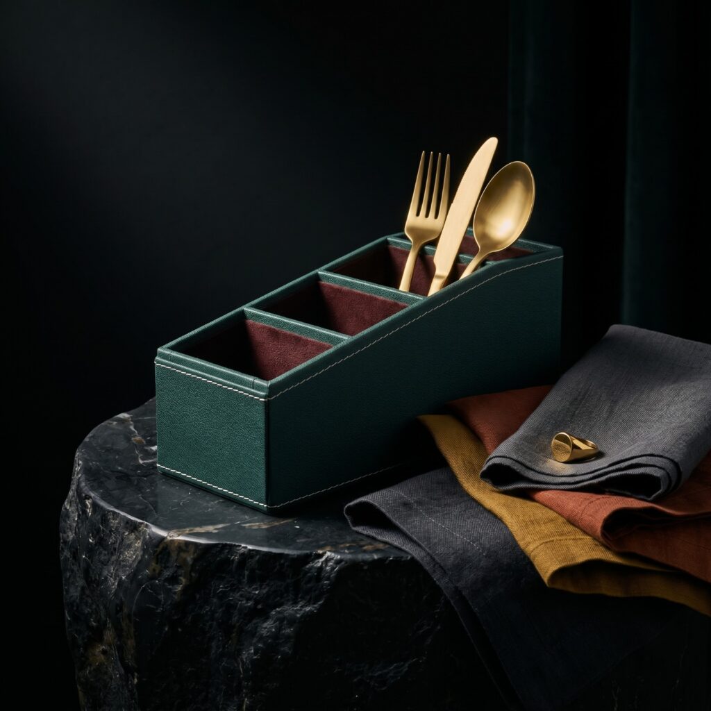 Green cutlery stand
