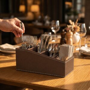 Brown cutlery stand