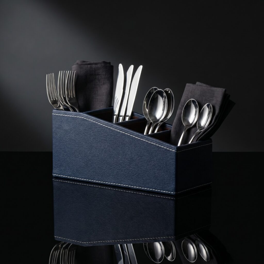 Blue cutlery stand