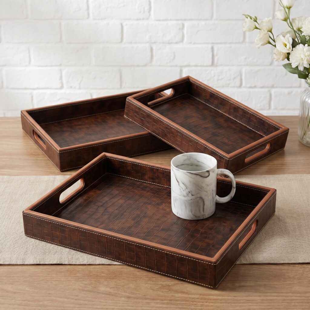 Rectangle- 3 psc- Brown Croco