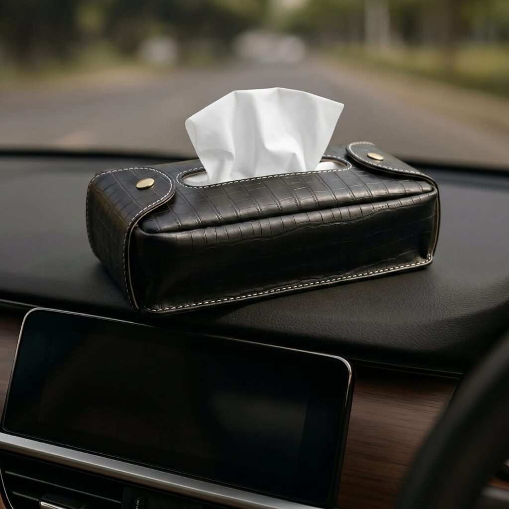 Soft Tissue Box- Black Croco