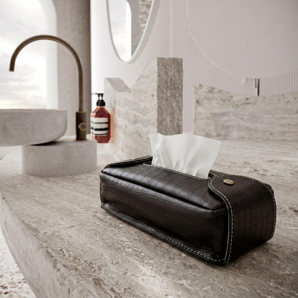 Soft Tissue Box- Black Croco