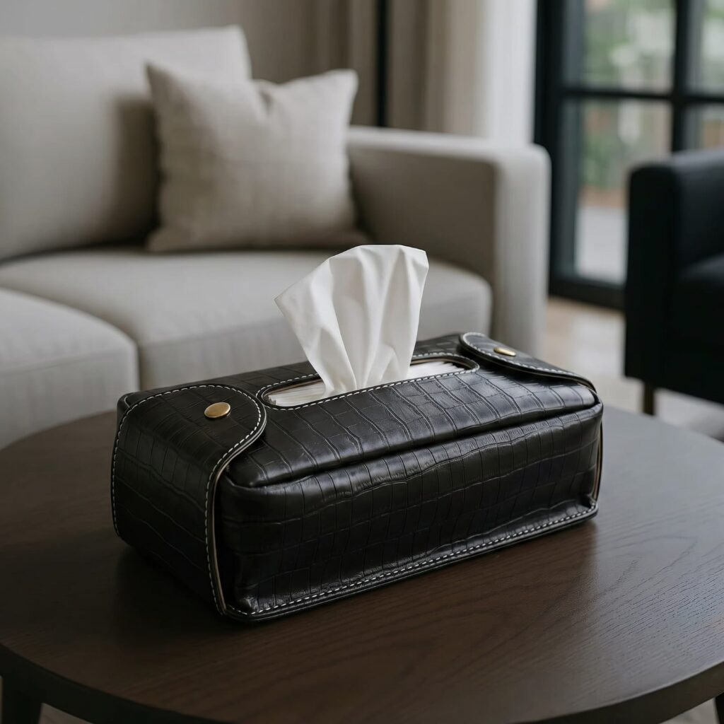 Soft Tissue Box- Black Croco
