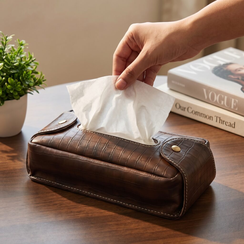 Soft Tissue Box- Brown Croco