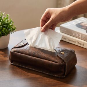 Soft Tissue Box- Brown Croco