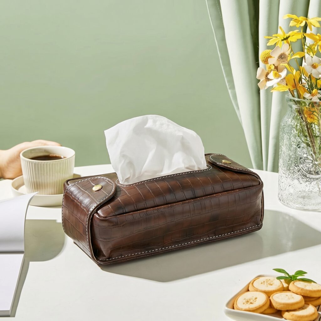 Soft Tissue Box- Brown Croco