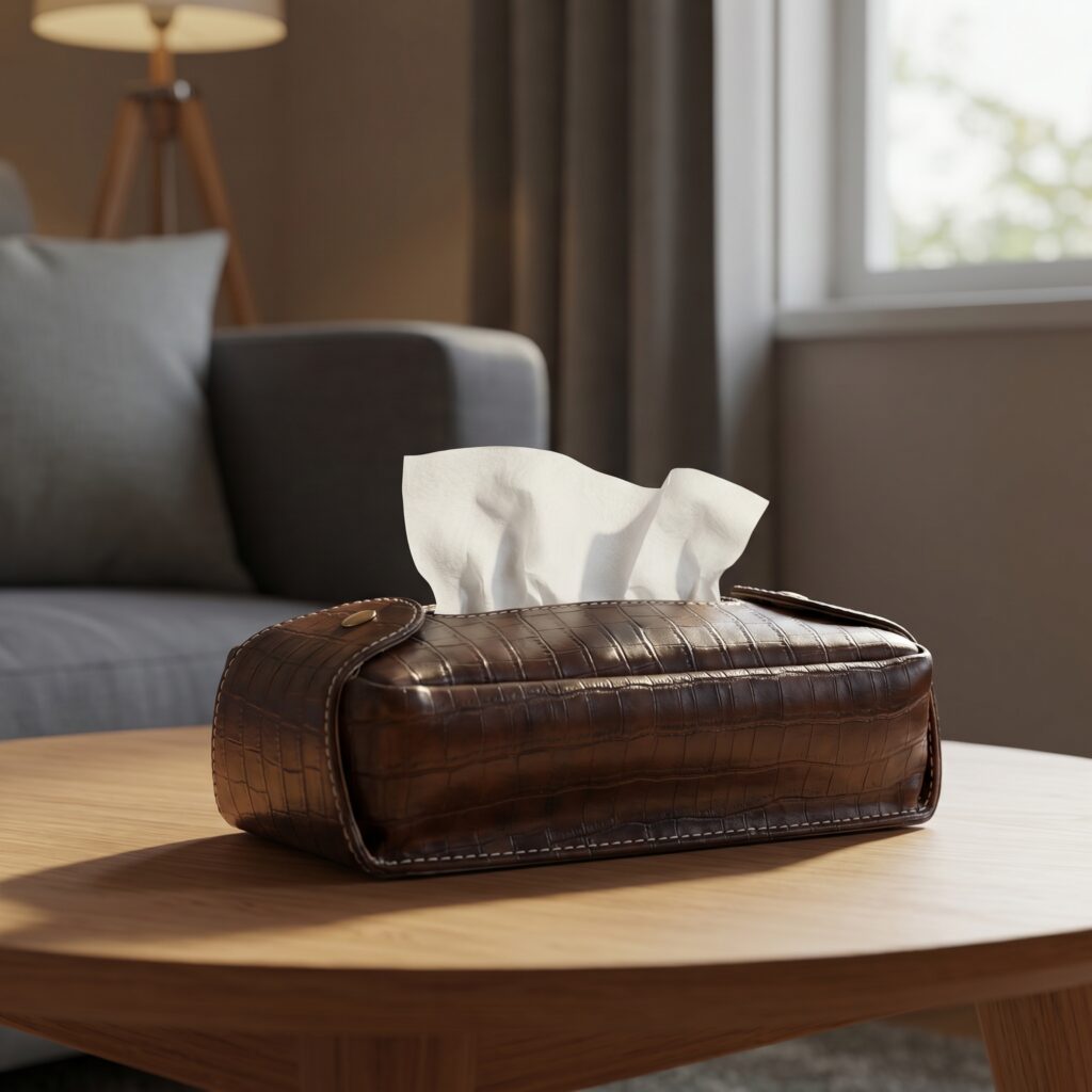 Soft Tissue Box- Brown Croco