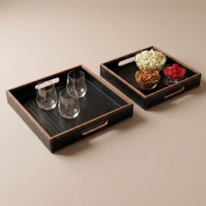Square - 2 psc- Black Croco