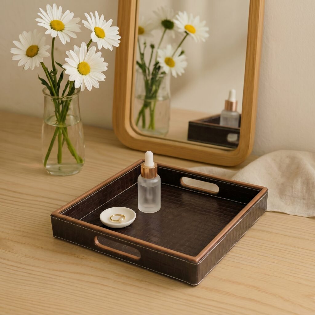 Square Tray set- Brown Croco