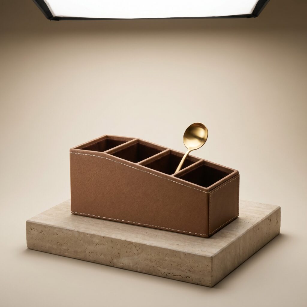 Brown cutlery stand