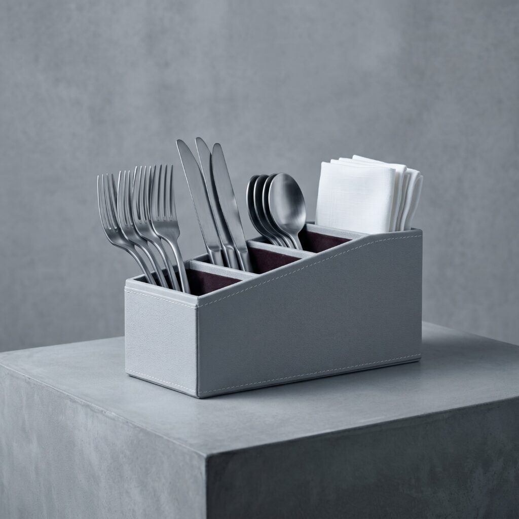 Grey cutlery stand