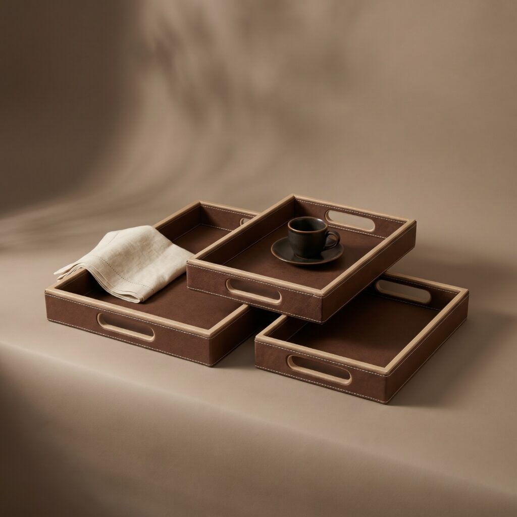 Signature Rectangular Trays (Set of 3) - Brown