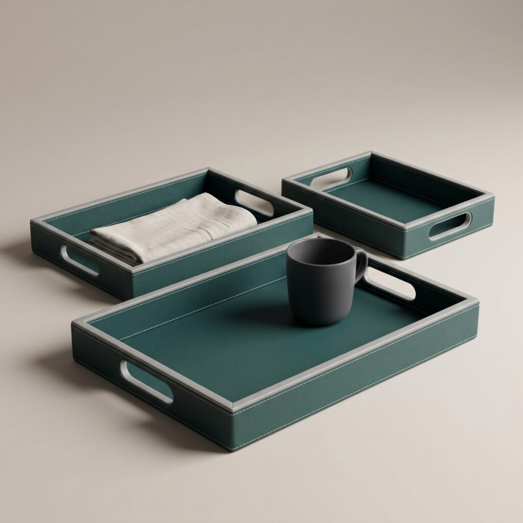 Signature Rectangular Trays (Set of 3) - Dark Green