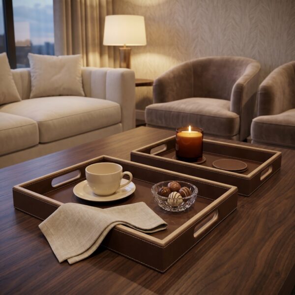 Signature Rectangular Trays (Set of 3) - Brown