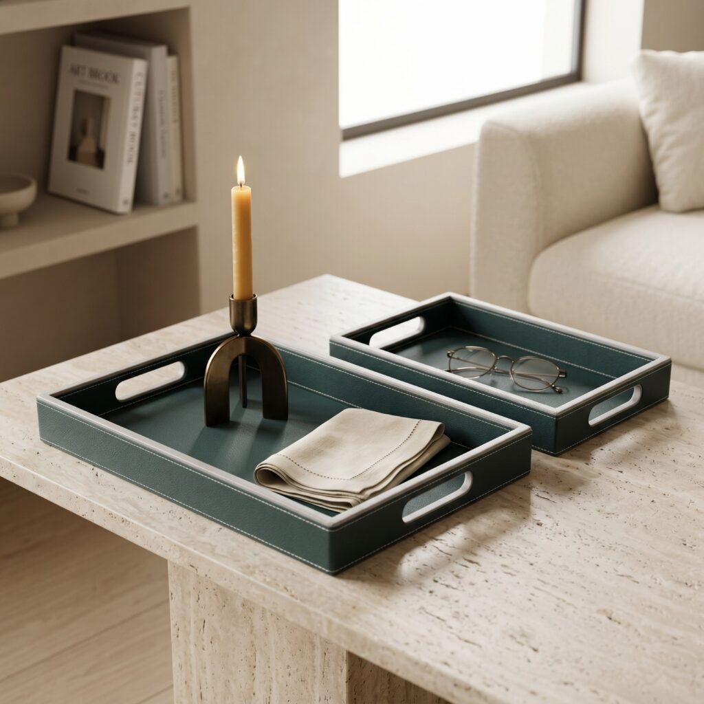 Signature Rectangular Trays (Set of 3) - Dark Green